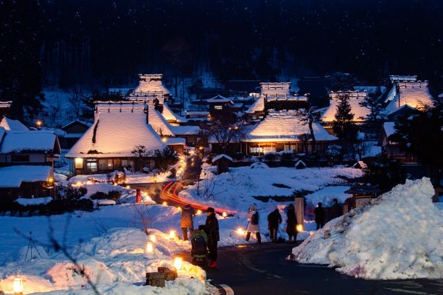 京都 美山かやぶきの里 雪灯廊